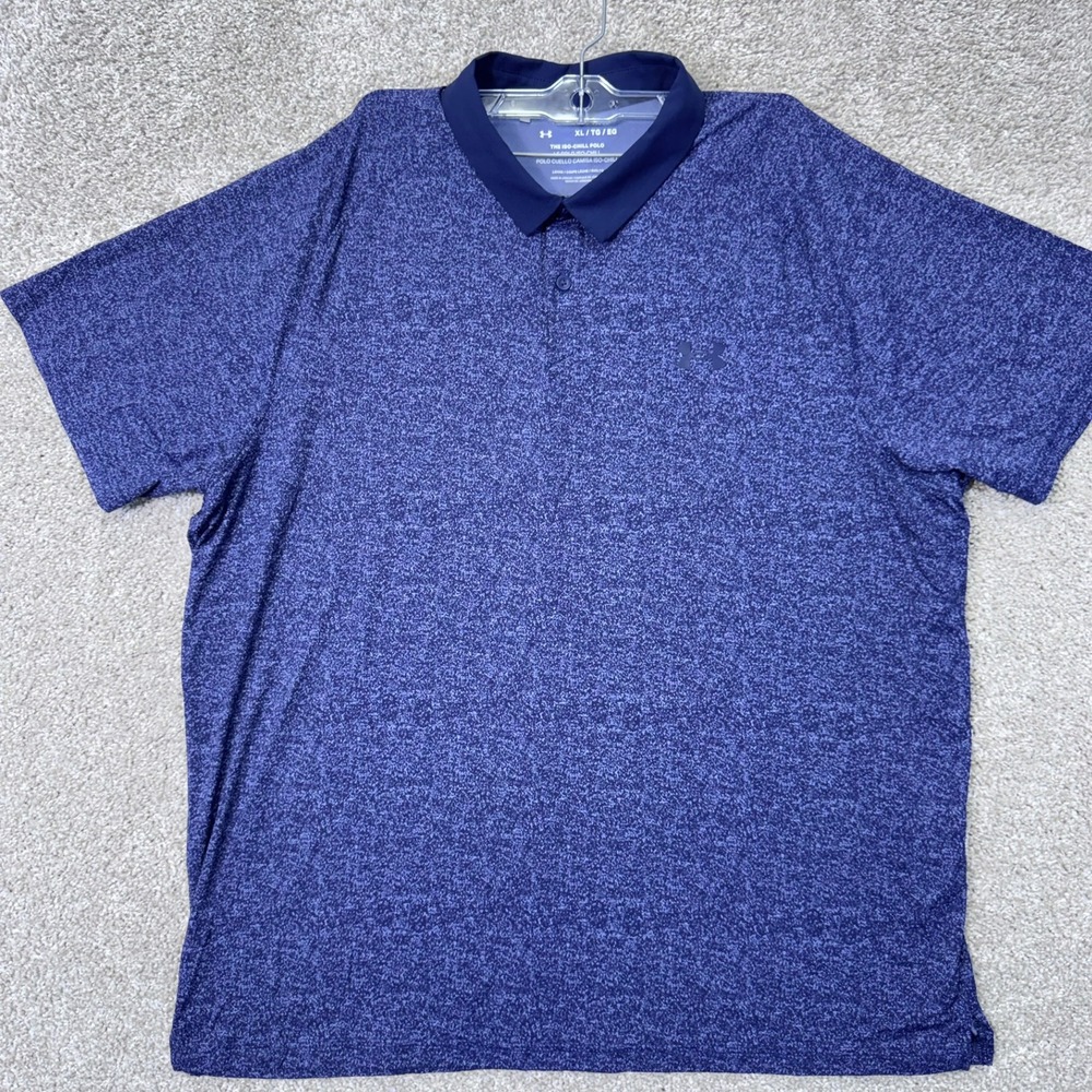 Under Armour Polo Mens XL Iso-Chill Blue Outdoor Golf Performance Speckled EUC